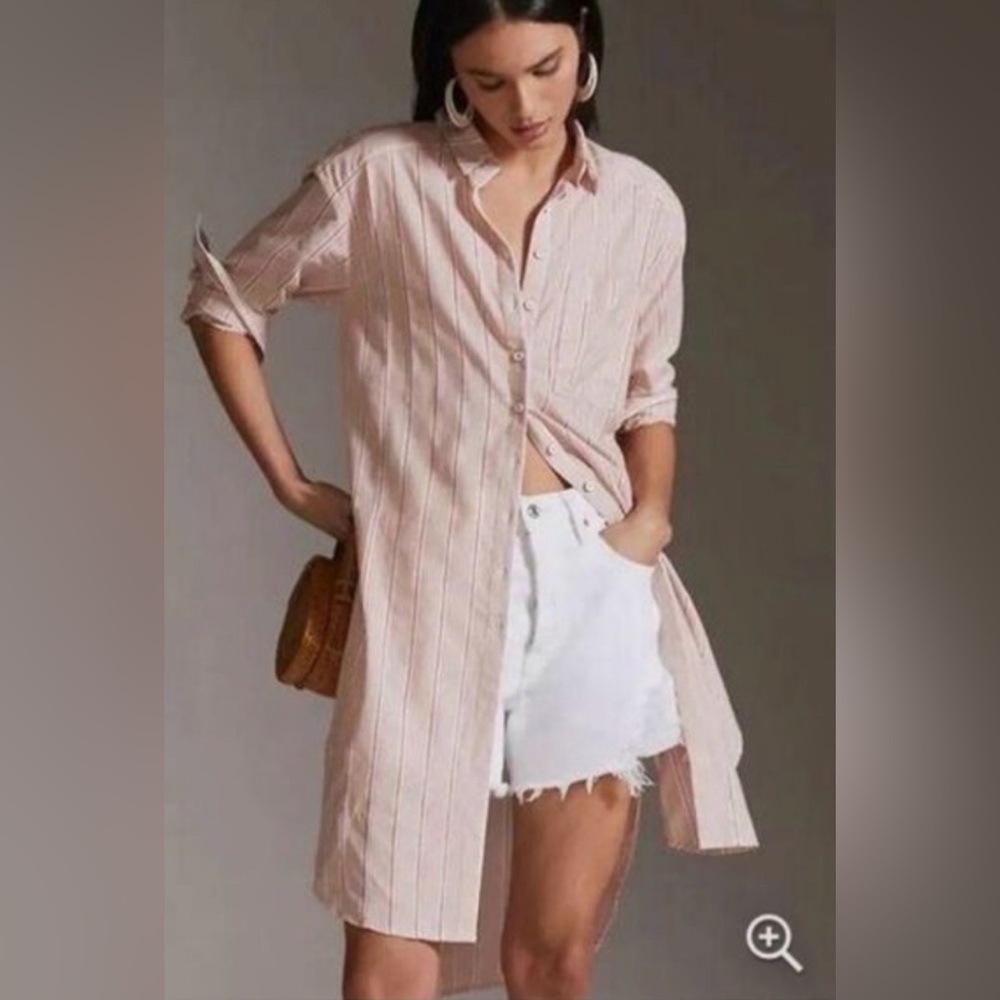 Striped Long Sleeve Pink Shirt Dress
